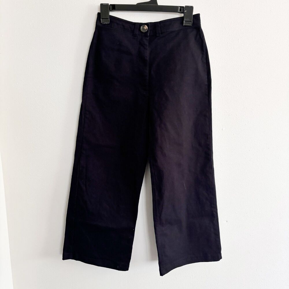 Able Size 2 Francis Wide Leg Crop Pant Black Denim Dressy Pants 23" inseam